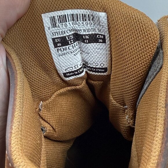 Carhartt Waterproof Brown Work Boots 6 Inch Wedge CMW6095 Mens Size 12 - Picture 5 of 9